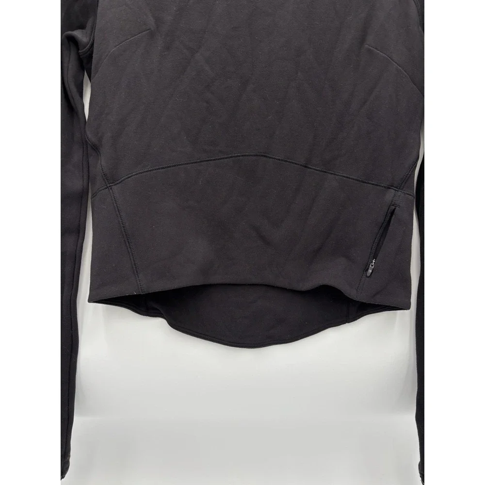 Lululemon Hill Valley Mock Neck Pullover Black Size 2 Thumbhole Zip Pocket